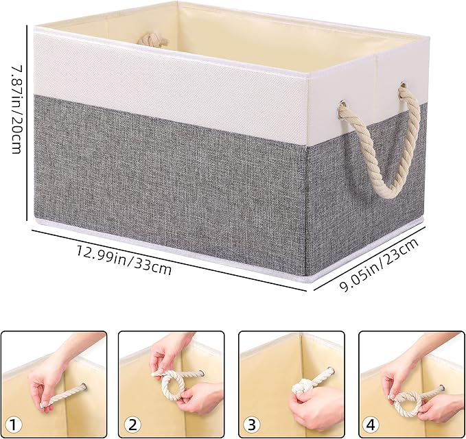 Yawinhe Foldable Storage Basket 5-Pack, Large Fabric Bins - Image 4