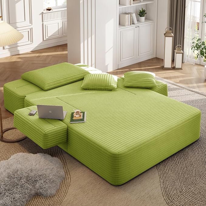 2-in-1 Convertible Chaise Lounge Indoor, 60.2" Corduroy Upholstered Chaise - Image 8