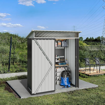JYQAQA 5x3 FT Outdoor Garden Storage Shed, Waterproof Metal Garden Sheds - Image 7