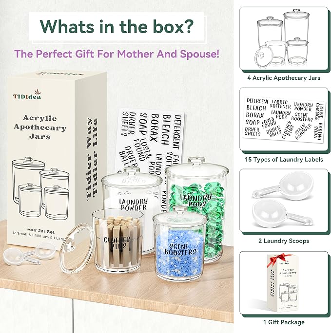 4 Pack Laundry Room Organization Jars - Image 5