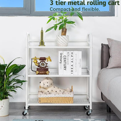 HDANI 3 Tier Metal Rolling Heavy Cart Supports 40 Lbs Per Tier, Mesh Rolling - Image 3