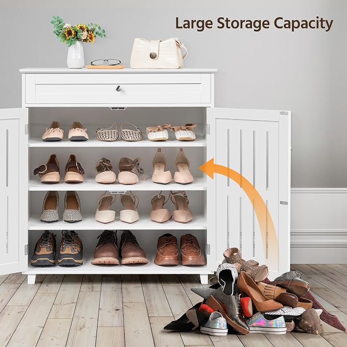 Yaheetech Shoe Cabinet, 4-Tier Shoe Storage Cabinet - Image 7