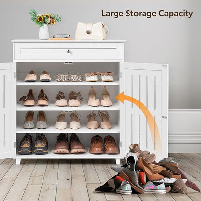 Yaheetech Shoe Cabinet, 4-Tier Shoe Storage Cabinet - Image 7