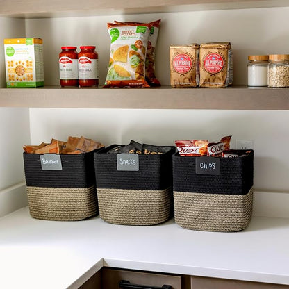 NaturalCozy 13 Inch Cube Storage Bins Cotton Rope Woven Baskets - Image 4