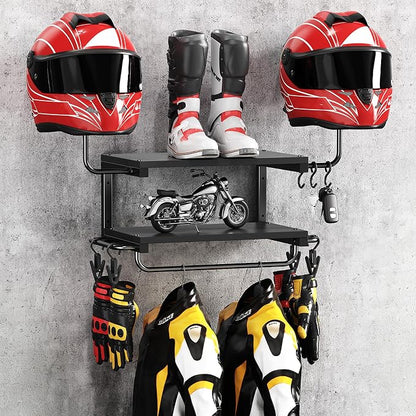 Motorcycle Helmet Holder Wall Mount, 2-Tier Helmet Rack by Unknown