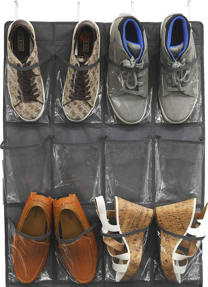 Simple Houseware 24 Pockets Large Clear Pockets Over The Door Hanging Shoe - Image 4
