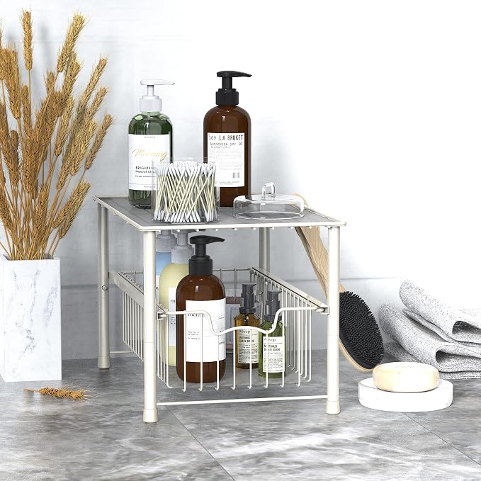 Simple Houseware Stackable Under Sink Cabinet Sliding Basket Organizer Drawer - Image 7