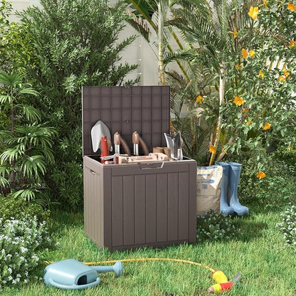 DRATO 35 Gallon Deck Boxes Resin Outdoor Storage Box UV Resistant Outside Deck - Image 4