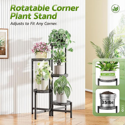 5 Tiered Tall Plant Stand Indoor Outdoor, Metral Plant Shelf - Image 2