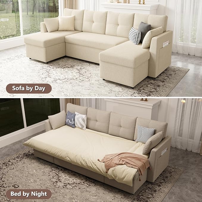 Huatean Home Oversized Sleeper Couch Sofa, Sectional Sleeper Sofa Bed - Image 4