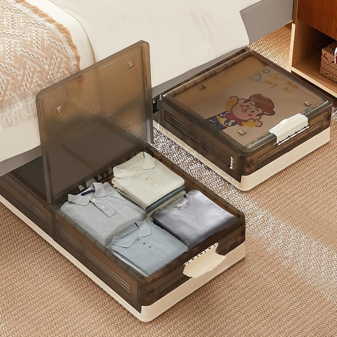 VECELO Under Bed Storage with Wheels, 2 Pack Stackable Under Bed Storage by VECELO