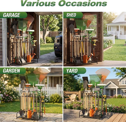 Sttoraboks Garden Tool Organizer Rack Up to 39 Tools, Heavy-Duty Steel Yard - Image 3