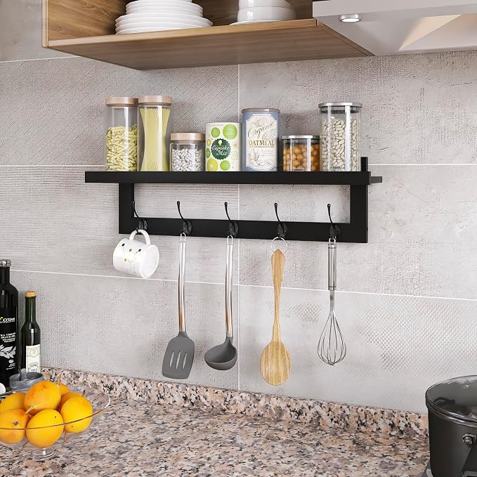 SMIBUY Coat Hooks with Shelf Wall-Mounted, 29.2 Inch Entryway Coat Rack - Image 4