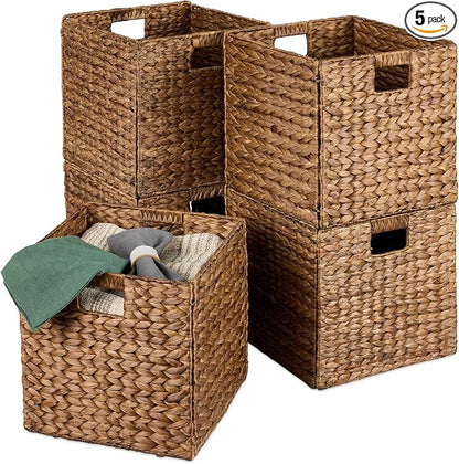 Best Choice Products 10.5x10.5in Pack of 5 Cube Storage Baskets, Water Hyacinth by Unknown