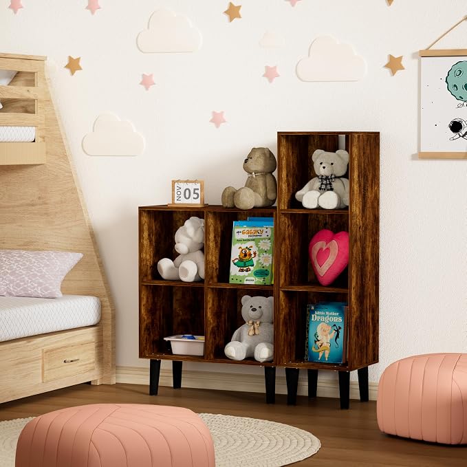 4 Cube Bookcase, Wooden Book Shelf Cube Storage Organizer - Image 9