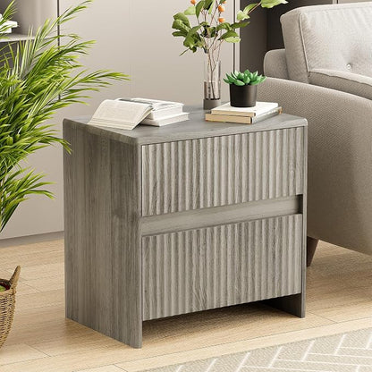 Fleuted Nightstand Set of 2, Modern Night Stand - Image 6