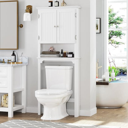 UTEX Over The Toilet Storage Cabinet, Adjustable Shelves, Anti-Tip Bracket - Image 7