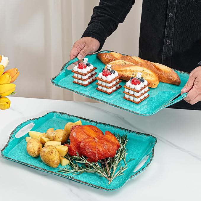 LEHAHA Large Farmhouse Melamine Serving Platters, Serving Tray - Image 2
