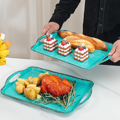 LEHAHA Large Farmhouse Melamine Serving Platters, Serving Tray - Image 2