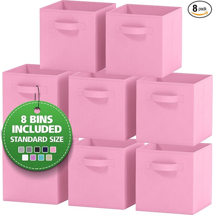 Storage Cubes - 11 Inch Cube Storage Bins. Fabric Cubby Organizer Baskets by Royexe+Home