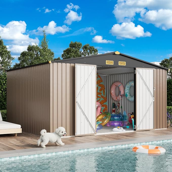 IRONCK 10x12FT Outdoor Storage Shed, Metal Garden Tool Shed by IRONCK