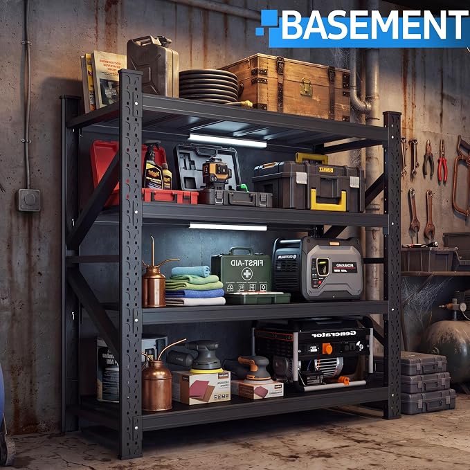71" W Heavy Duty Garage Shelving, 5000LBS Industrial 4-Tier Rack | 69"H x - Image 7