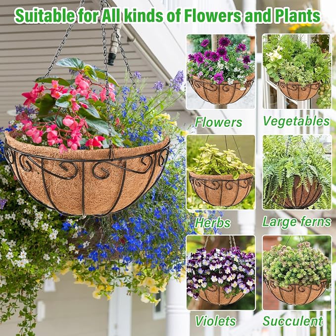 2 Pack 12 Inch Metal Hanging Baskets - Image 6
