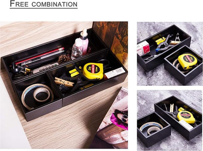 Bamboo Drawer Organizer Box for Office Home Black Orgnizer Boxes Office - Image 7