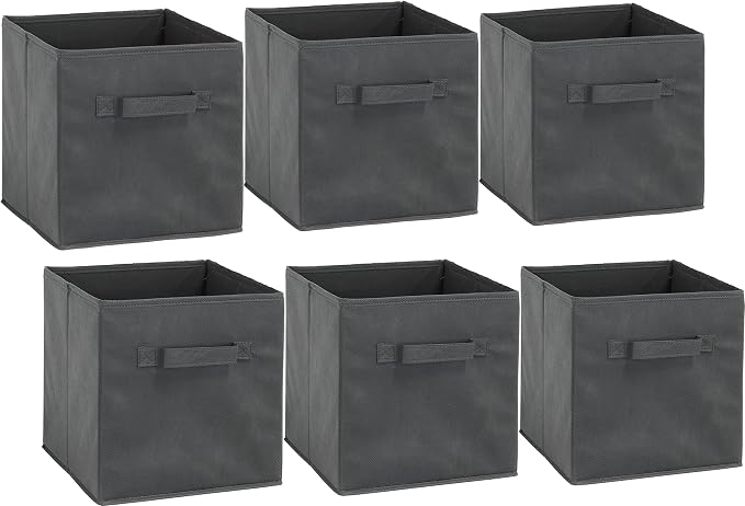 Simple Houseware Foldable Cube Storage Bins, 11-Inch Dark Gray - Image 2