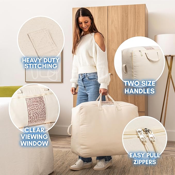 Soft Canvas Storage Bags with Zipper. Thick Breathable - Image 4