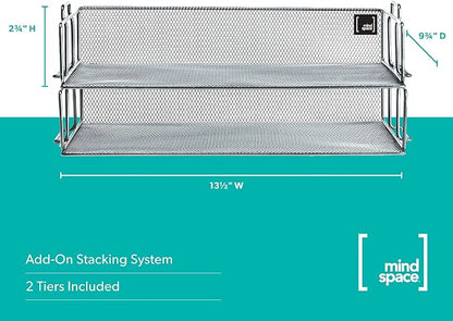 2 Tier Stackable Letter Tray | Paper Tray Desk Organizer | The Mesh Collection - Image 3