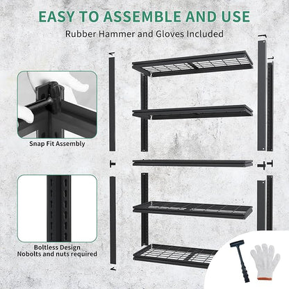 72" H Garage Shelving, Garage Shelves Heavy Duty, 5 Tier Adjustable Storage - Image 6