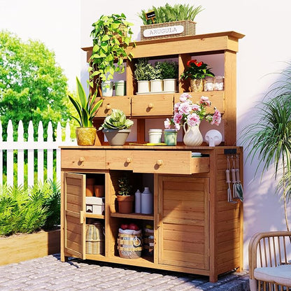 Merax Outdoor Potting Bench, Large Horticulture Work Table Workstation by Merax