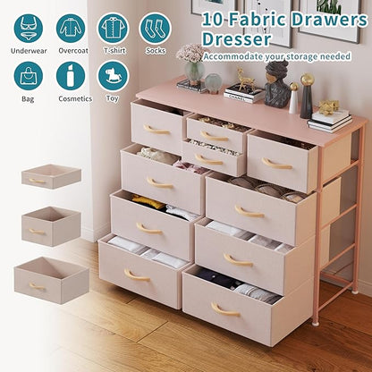 LUMTOK 10 Drawers Dresser with Fabric Bins - Image 4