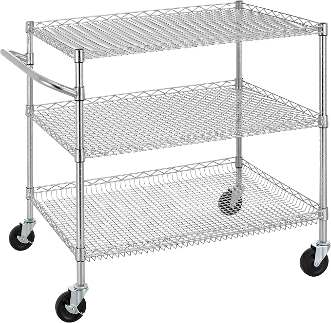 Finnhomy 3 Tier Heavy Duty Commercial Grade Utility Cart, Wire Rolling Cart by Finnhomy