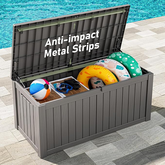 120 Gallon Outdoor Storage Box, Resin Deck Boxes Outdoor Waterproof - Image 5