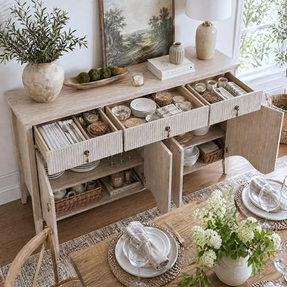 FUSUNBAO 57" Fluted Sideboard Buffet - Image 4
