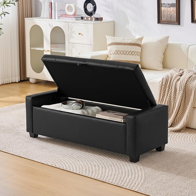 Huatean Home 48" Ottoman with Storage, Storage Ottoman Bench with Safety Hinge - Image 5
