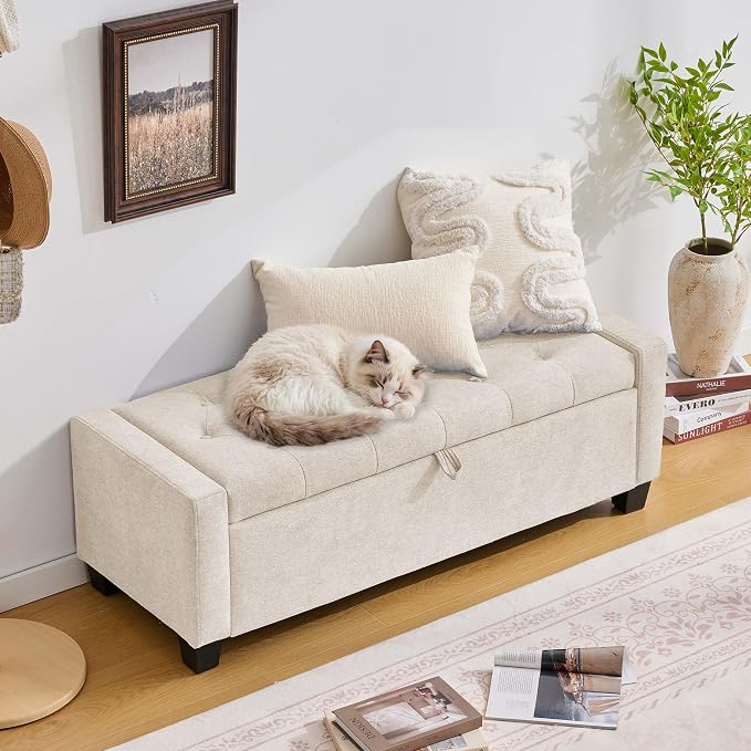 Huatean Home 43" Ottoman with Storage, Storage Ottoman Bench with Safety Hinge - Image 4