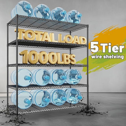 REIBII 45.5''W Storage Shelves Wire Shelving, 5 Tier Pantry Shelves - Image 4
