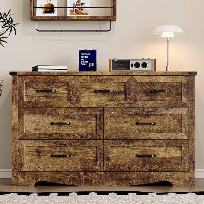 7-Drawer Dresser for Bedroom, Modern Wooden Chest of Drawers - Image 3