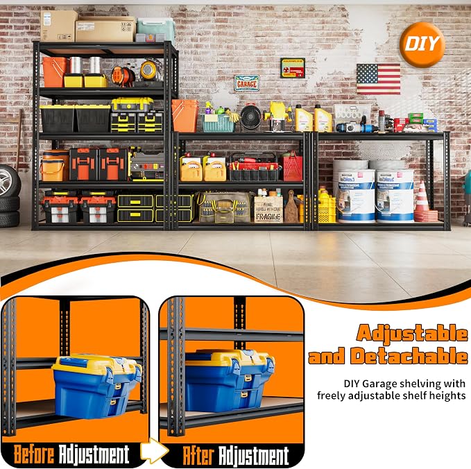 2050LBS Storage Shelves Heavy Duty 5 Tier Garage Storage Shelving, Adjustable - Image 7
