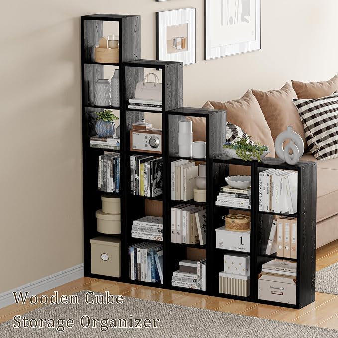 Cube Storage Organizer Bookcase, 3 Tier Decorative 11 inch Open Back Cubical - Image 5