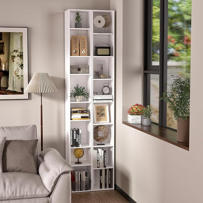 8-Cube Storage Organizer Bookcase, Tall Narrow Bookshelf - Image 4