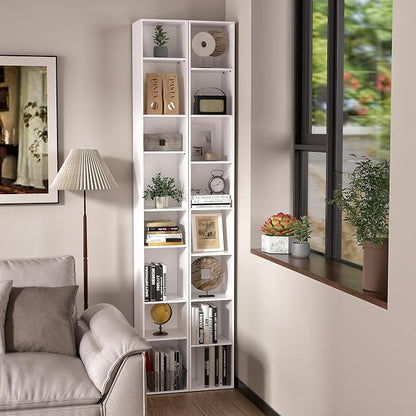 8-Cube Storage Organizer Bookcase, Tall Narrow Bookshelf - Image 4