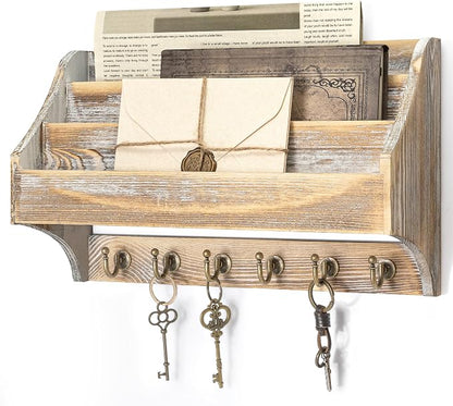Rebee Vision Pine Wood Rustic Key Holder Wall Mount by REBEEVISION