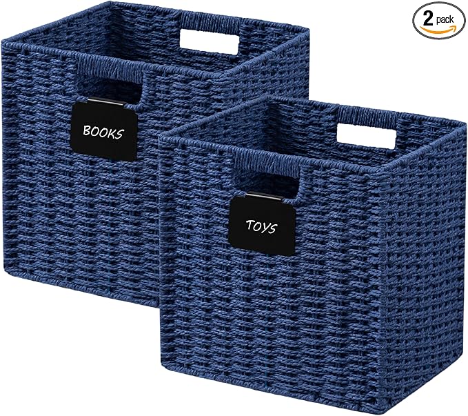 UBBCARE 2 Pack Wicker Basket, 10.5×10.5 Storage Cubes by UBBCARE