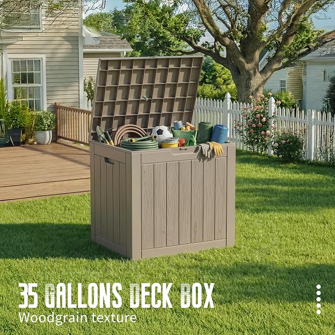 Vixzen 35 Gallon Deck Boxes Outdoor Waterproof, Lockable Resin Storage Box - Image 6