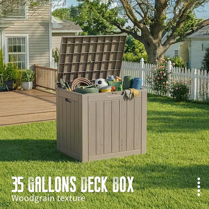 Vixzen 35 Gallon Deck Boxes Outdoor Waterproof, Lockable Resin Storage Box - Image 6