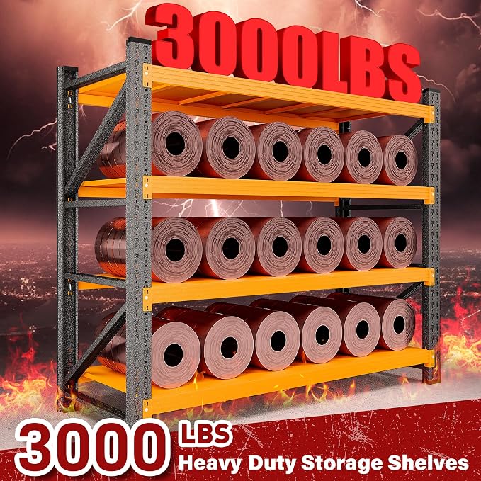 48" Wide Heavy Duty Garage Shelving Units, 3000LBS Deep Storage Shelves - Image 3